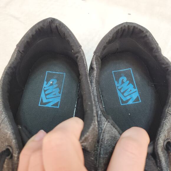 Vans Shoes Mens 12 Dark Gray Blue Black Fabric Low Tops Skater Grunge Preppy - Picture 12 of 13